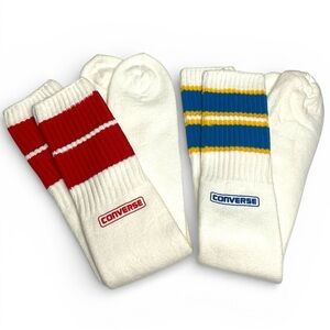 Vintage Converse Men's Athletic tube Socks in White Red and Blue Accents New 20”